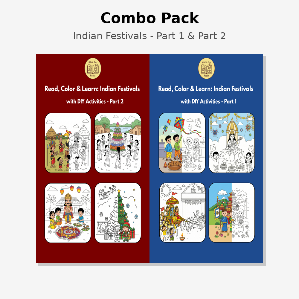 Read, Color & Learn: Indian Festivals with DIY Activities - Part 1 & 2 - Combo